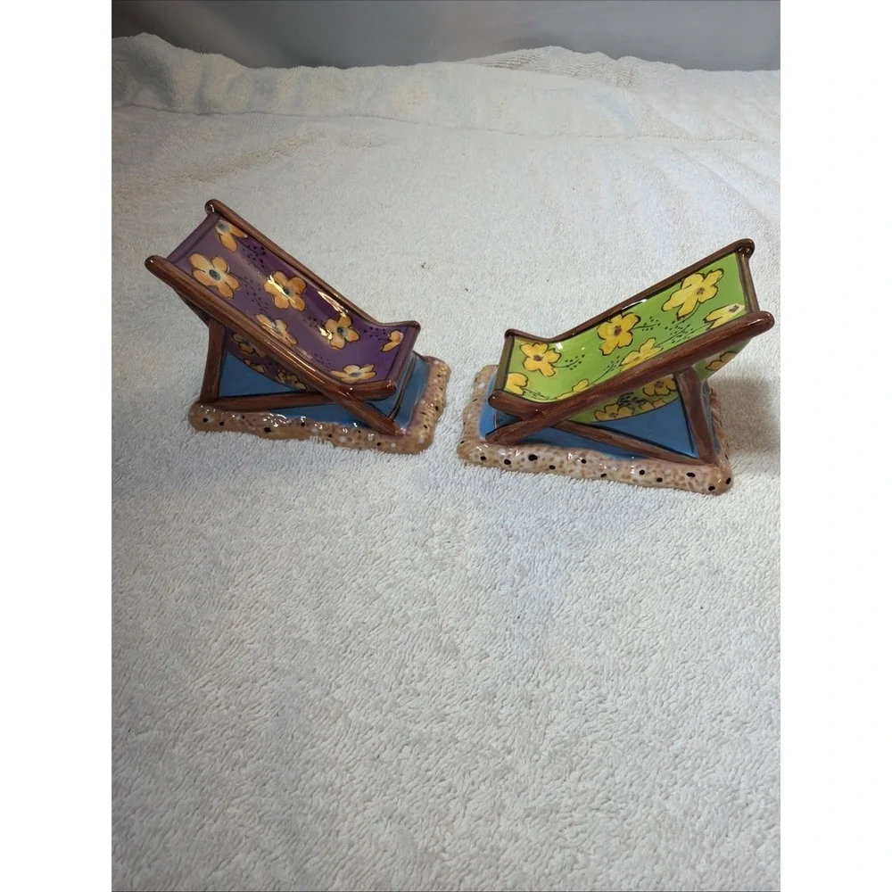 Clay Art C.A. Adirondack Beach Chairs Ceramic Salt and Pepper Shakers Cottage